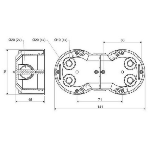 Elektroinstalační krabice KOPOS KP 64/2 KA