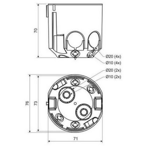 Krabice do sádrokartonu KOPOS KPR 68/71L NA hluboká