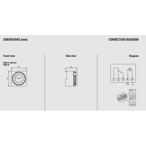 Spínací hodiny do panelu týdenní NAPA-W
