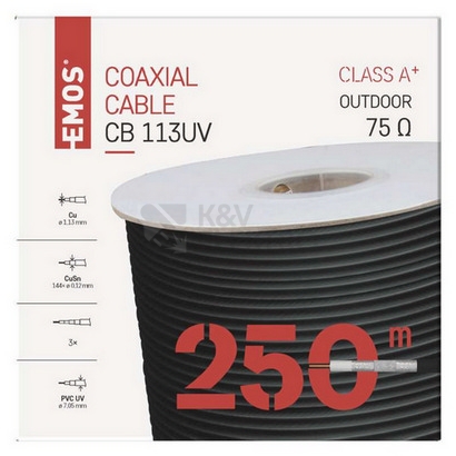 Obrázek produktu Koaxiální kabel venkovní CB113UV EMOS S5266 černý 3