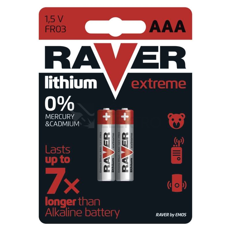 Obrázek produktu Mikrotužkové baterie AAA RAVER FR03 lithiové (blistr 2ks) 0