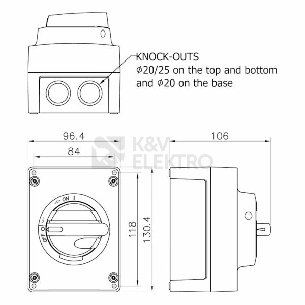 Obrázek produktu Vačkový spínač KATKO KEM 310U 10A IP65 černý 1