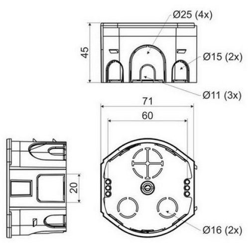 Elektroinstalační krabice KOPOS KU 68-45 KA univerzální