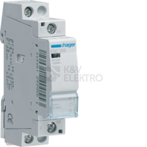 Instalační stykač hager ESC125 25A 1NO 230V