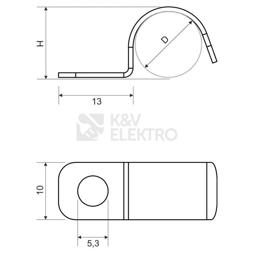 Obrázek produktu Příchytka KOPOS ocelová jednostranná 10mm 6710 S 1