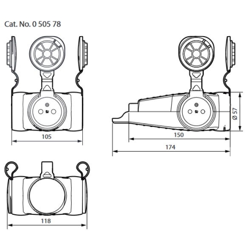 Legrand trojzásuvka gumová 230V/16A 50578