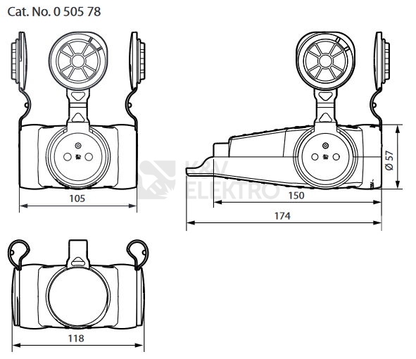 Obrázek produktu Legrand trojzásuvka gumová 230V/16A 50578 1