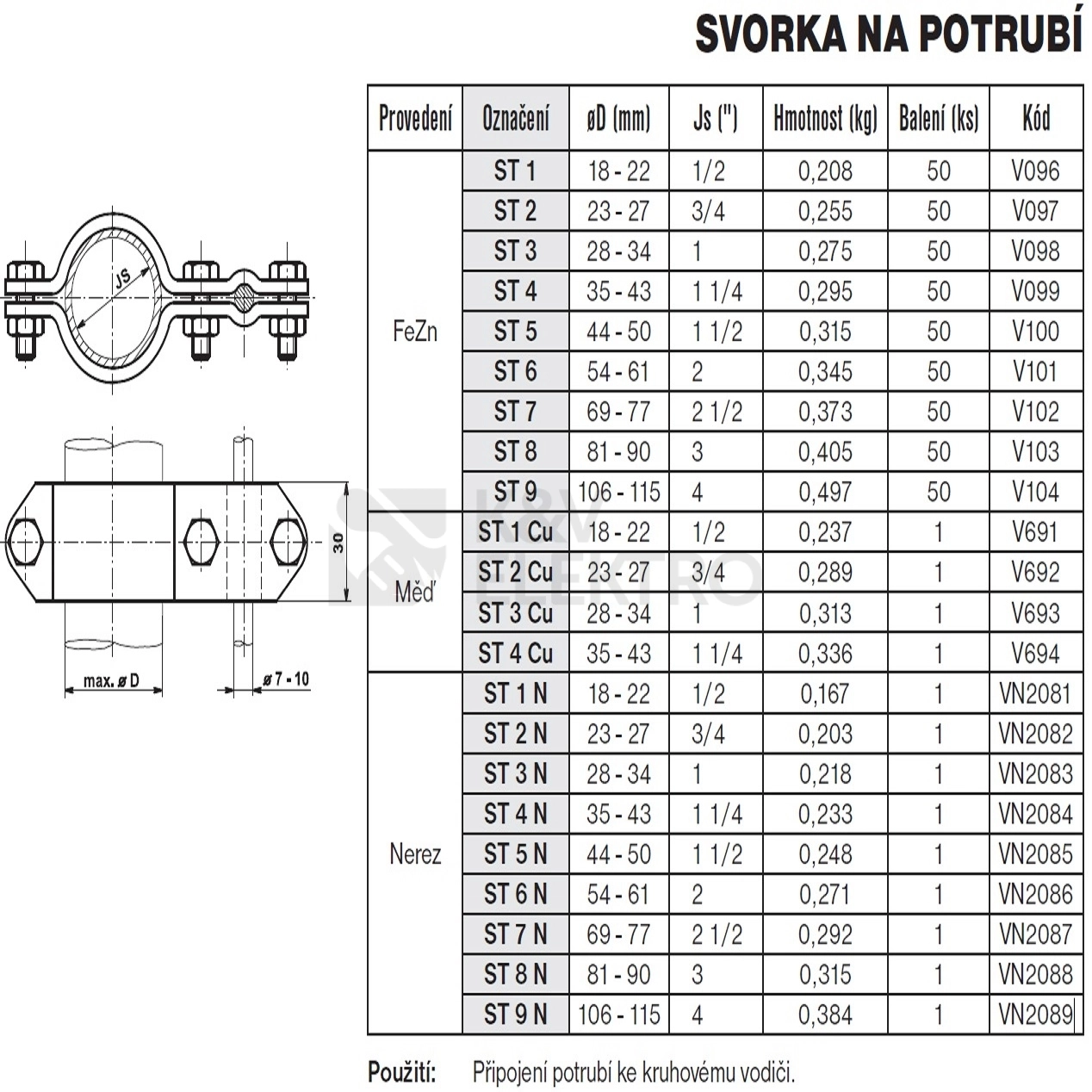 Obrázek produktu Svorka na potrubí 2 1/2" (77 mm) ST 7 TREMIS V102 1