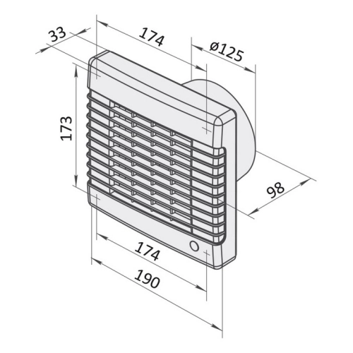 Axiální koupelnový ventilátor s automatickou žaluzií VENTS 125 MAL 1009212 (obrázek 4)