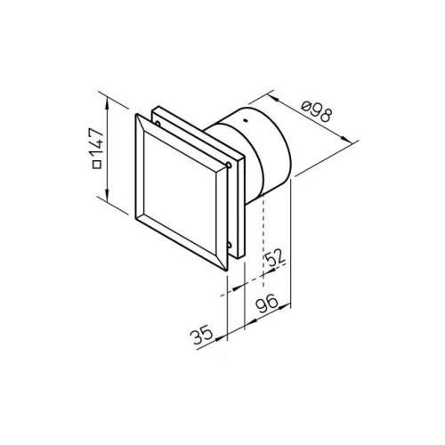 Axiální koupelnový ventilátor se zpětnou klapkou HELIOS MiniVent M1/100 bílý (obrázek 2)