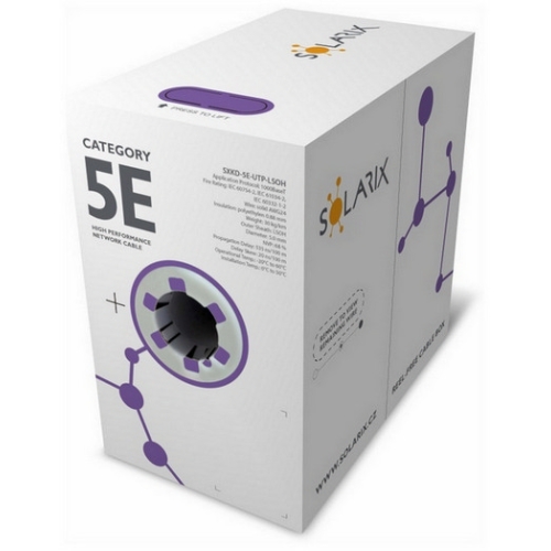 UTP kabel Solarix SXKD-5E-UTP-LSOH fialový (box 305m)