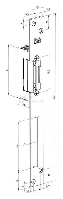 Obrázek produktu Elektrický zámek dveří FAB BEFO CLASIC 211211 12V DC s dlouhou lištou 1