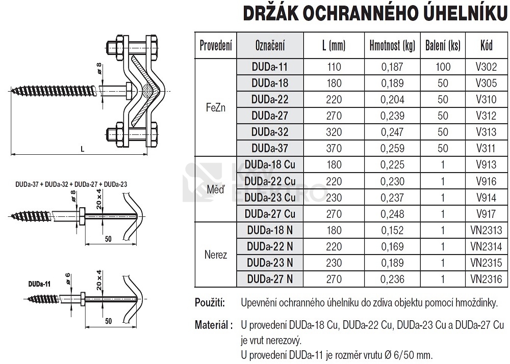 Obrázek produktu  Držák ochranného úhelníku Tremis DUDa-11 FeZn 1