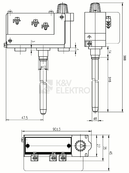 Obrázek produktu  Termostat stonkový APATOR Metra TH 160.2 20-80°C 2