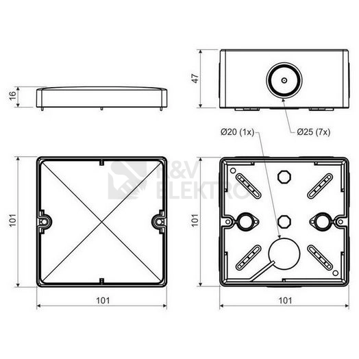 Obrázek produktu Krabice KOPOS KSK 100 KA IP66 101x101x63mm šedá 1