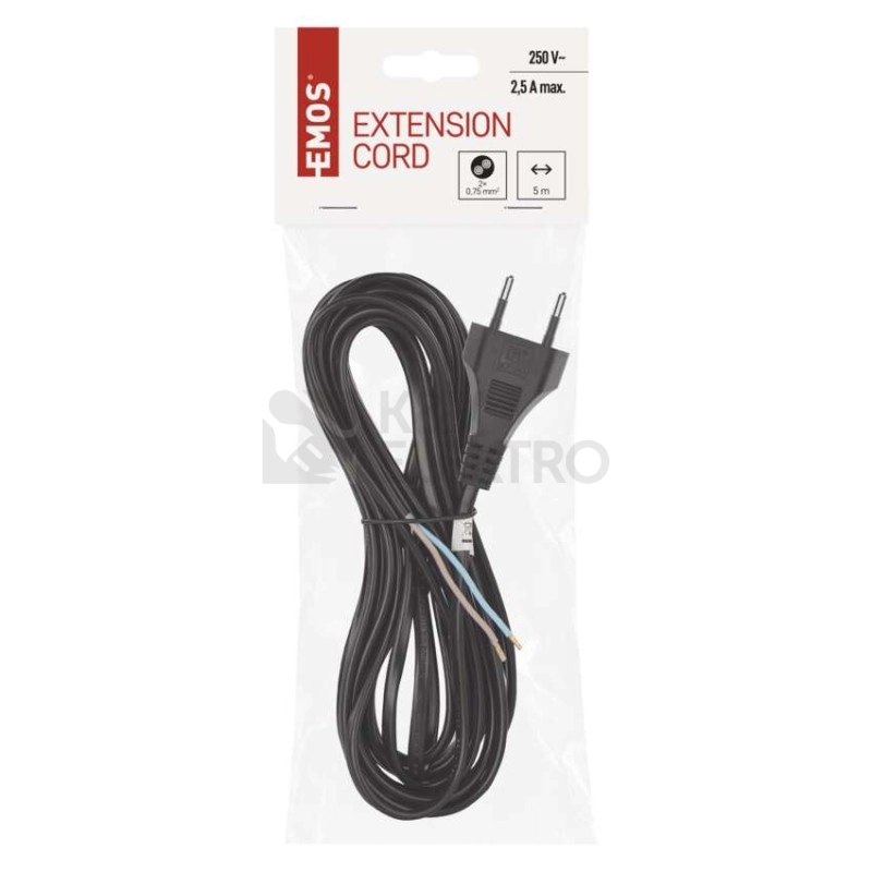 Obrázek produktu Flexošňůra 5m EMOS S19275 872078-1-1/5 H03VVH2-F 2x0,75 černá 3