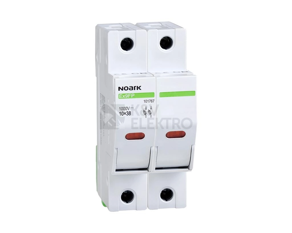 Obrázek produktu Odpojovač válcových pojistek NOARK EX9FP 2P 10x38 1000VDC 30A s indikací 101767 0
