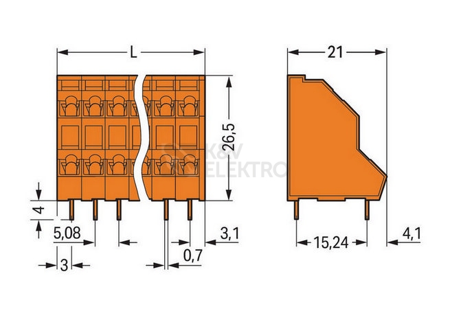Obrázek produktu Svorka na desky plošných spojů WAGO 736-302 2,5mm² oranžová 4