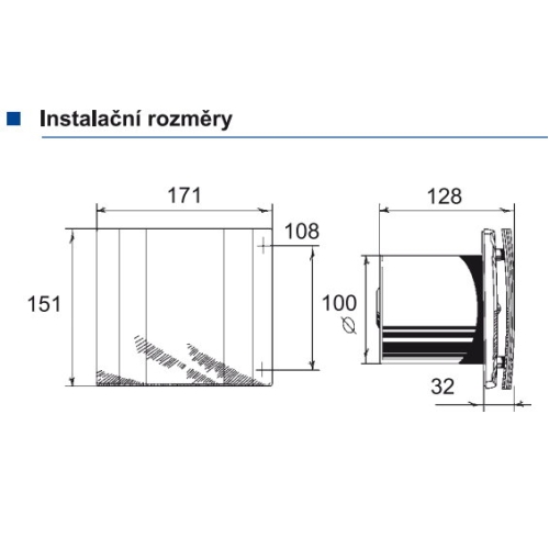 Axiální koupelnový ventilátor se zpětnou klapkou a časovým doběhem Blauberg QUATRO 100T