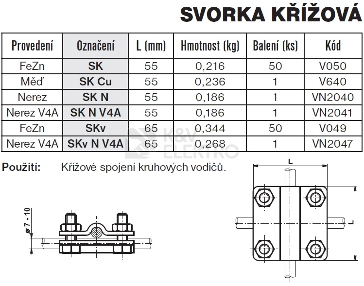 Obrázek produktu Svorka křížová nerez SK N TREMIS VN2040 1