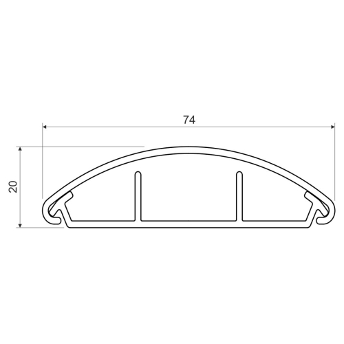 Přechodová podlahová lišta KOPOS LO 75 LD 2m tmavě šedá