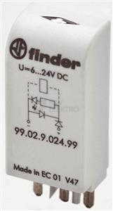 Obrázek produktu Modul Finder 99.02.0.024.98 s indikační led a varistorem 6-24 V AC/DC 0