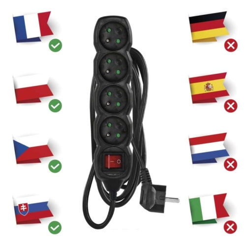 Prodlužovací kabel EMOS 3m/4zásuvky s vypínačem černá PC1413 1902340300 (obrázek 5)