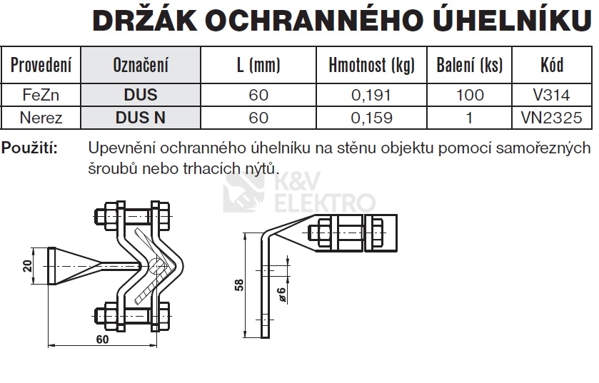 Obrázek produktu Držák ochranného úhelníku na stěnu DUS TREMIS V314 1
