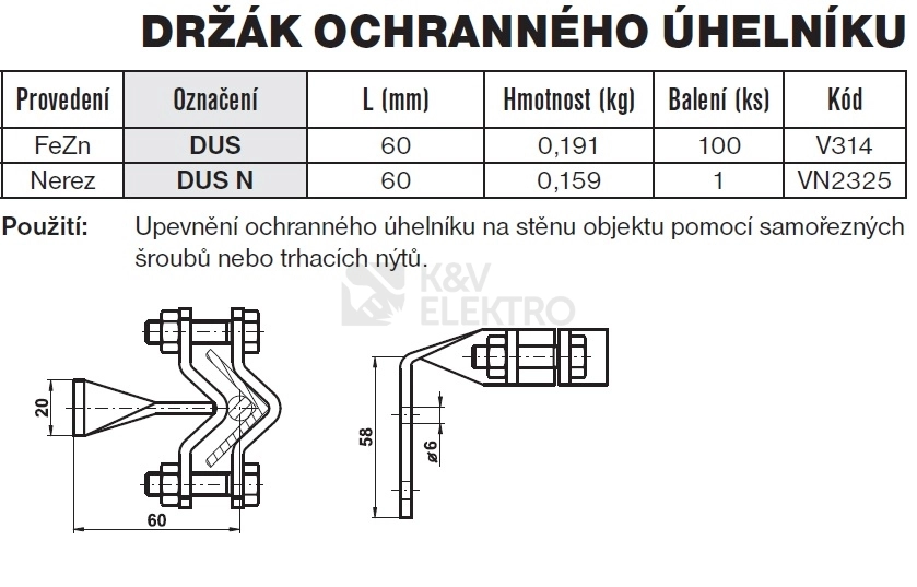 Obrázek produktu Držák ochranného úhelníku na stěnu DUS TREMIS V314 1
