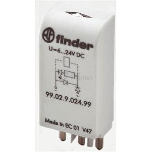 Modul Finder 99.02.0.024.59 s indikační led bez EMC ochrany 6-24 V AC/DC