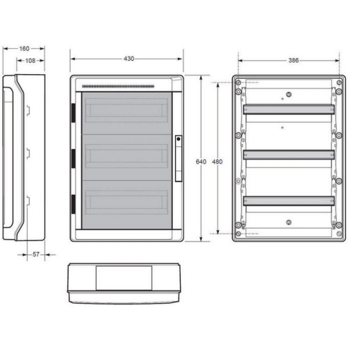 Rozvodnice na omítku Famatel průhledné dveře 54M IP65 39054