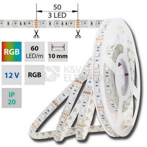LED pásek McLED 12V RGB š=10mm IP20 14,4W/m 60LED/m SMD5050 ML-123.601.60.0