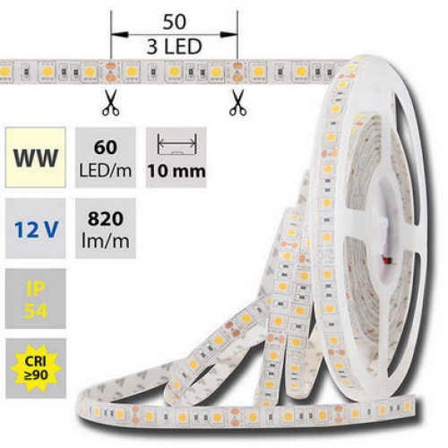 Levně LED pásek McLED 12V teplá bílá š=10mm IP54 14,4W/m 60LED/m SMD5050 ML-121.607.60.0