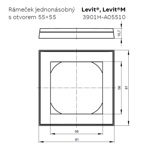ABB Levit rámeček 55×55 bílá/bílá 3901H-A05510 03