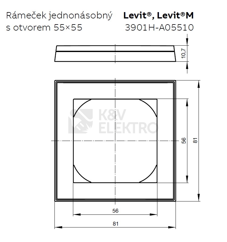 Obrázek produktu ABB Levit M rámeček 55x55 onyx/kouřová černá 3901H-A05510 63 1
