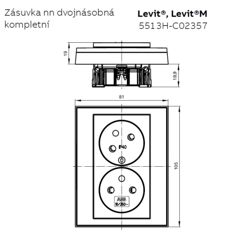 ABB Levit dvojzásuvka bílá/ledová bílá 5513H-C02357 01