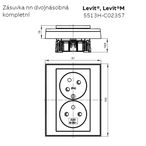 ABB Levit dvojzásuvka slonová kost/bílá 5513H-C02357 17