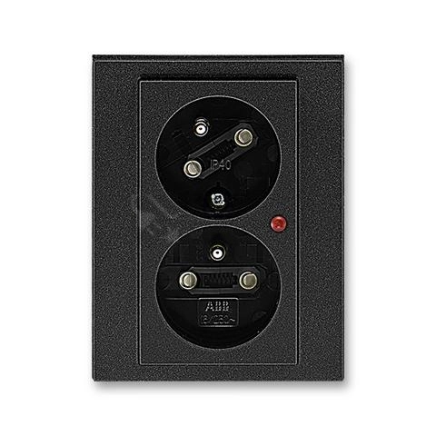 Obrázek produktu ABB Levit M dvojzásuvka onyx/kouřová černá 5593H-C02357 63 s přepěťovou ochranou 0
