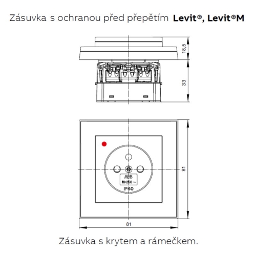 ABB Levit zásuvka bílá/kouřová černá 5599H-A02357 62 s přepěťovou ochranou