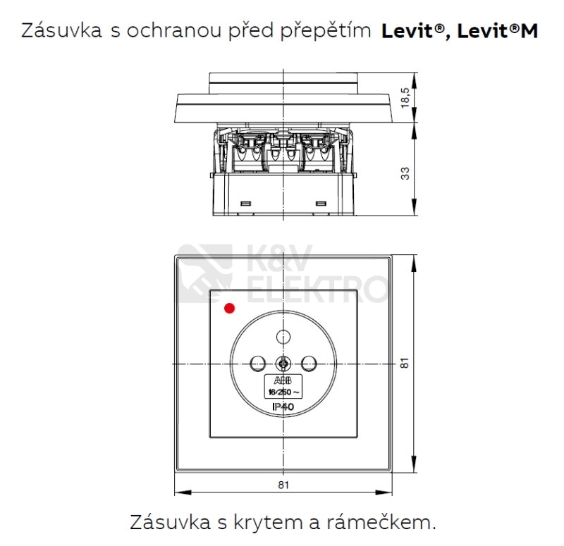 Obrázek produktu ABB Levit zásuvka bílá/kouřová černá 5599H-A02357 62 s přepěťovou ochranou 1