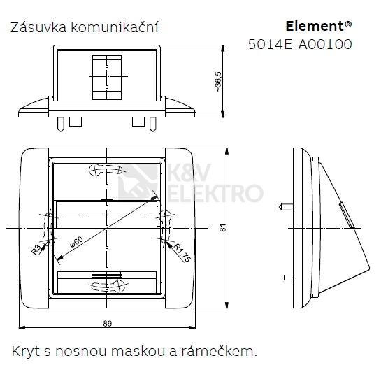 Obrázek produktu  ABB Time, Time Arbo kryt datové zásuvky lungo/mléčná bílá 5014E-A00100 26 2