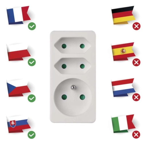 Rozdvojka EMOS P0025 KF-FBZB-01/01-2A 2x plochá + 1x kulatá bílá (obrázek 3)