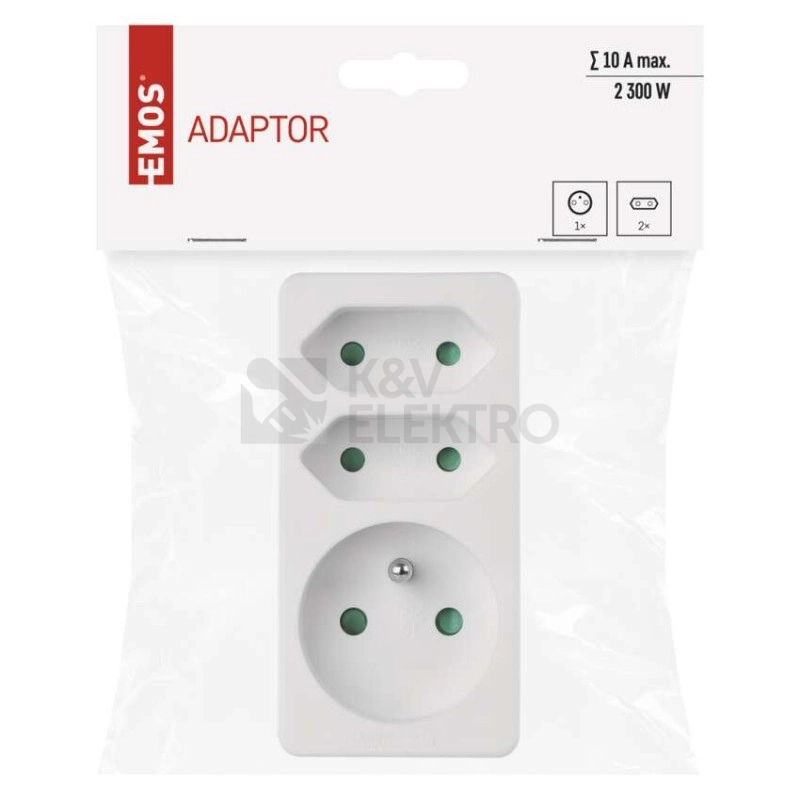 Obrázek produktu Rozdvojka EMOS P0025 KF-FBZB-01/01-2A 2x plochá + 1x kulatá bílá 6