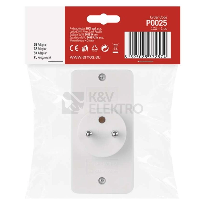 Obrázek produktu Rozdvojka EMOS P0025 KF-FBZB-01/01-2A 2x plochá + 1x kulatá bílá 7