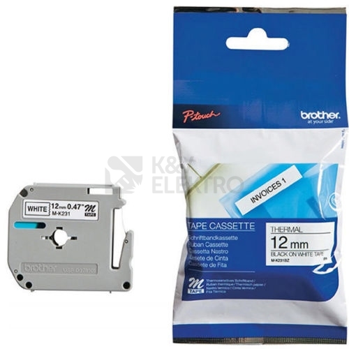 Obrázek produktu Páska Brother TM-K231 bílá/černá 12mm originální 0