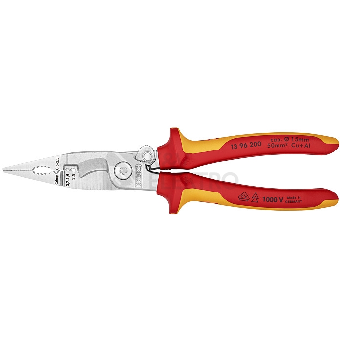 Obrázek produktu Elektroinstalační kleště chromované Knipex 13 96 200mm 0