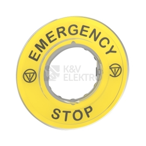 Schneider Electric Harmony kruhový štítek ZBY9320 nouzové zastavení EMERGENCY STOP