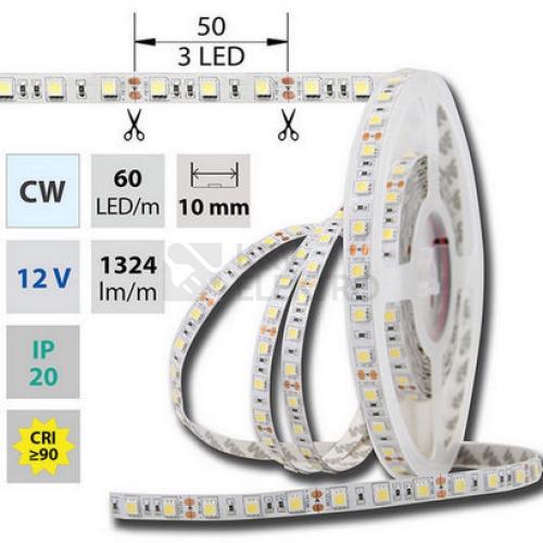 LED pásek McLED 12V studená bílá š=10mm IP20 14,4W/m 60LED/m SMD5050 ML-121.599.60.2