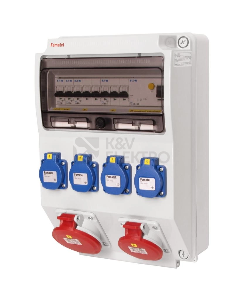 Obrázek produktu Zásuvková skříň Famatel ZSF V340-6KA IP54 jištěná s chráničem 0
