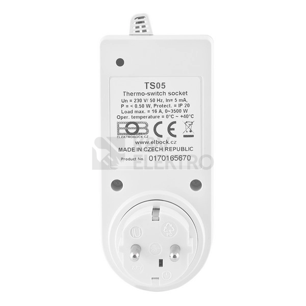 Obrázek produktu Tepelně spínaná zásuvka ELEKTROBOCK TS05 4